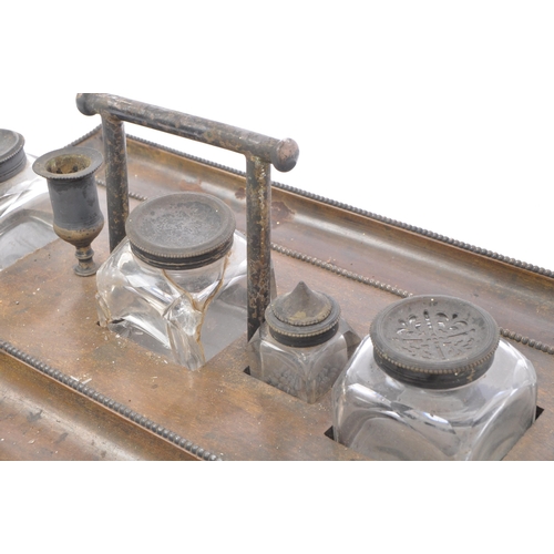 238 - A Victorian 19th century mahogany and silver plated desk tidy combination. Comprising a mahogany bas... 