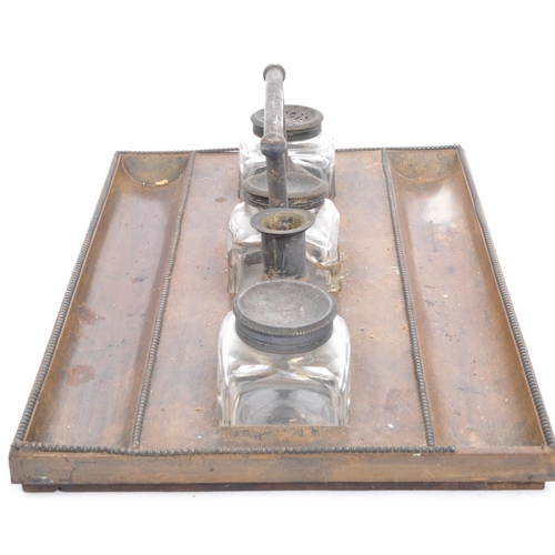 238 - A Victorian 19th century mahogany and silver plated desk tidy combination. Comprising a mahogany bas... 