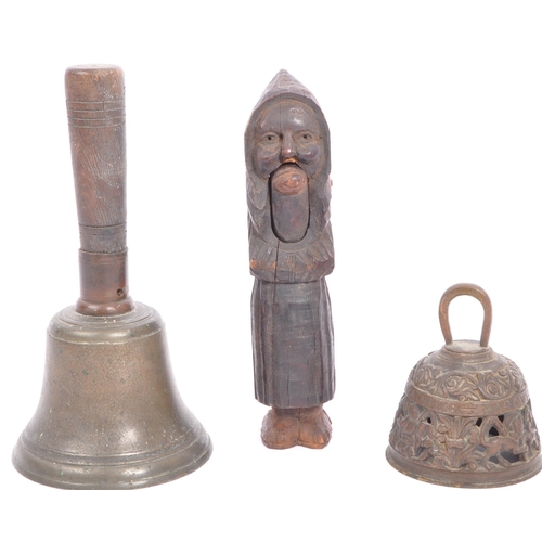 270 - A pair of Gothic Germanic Black Forest wooden nutcrackers in the form of an old lady. The wooden car... 