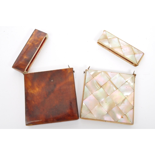 276 - Victorian 19th century mother of pearl calling card case with hinged top ( looseÂ  ) together with a... 