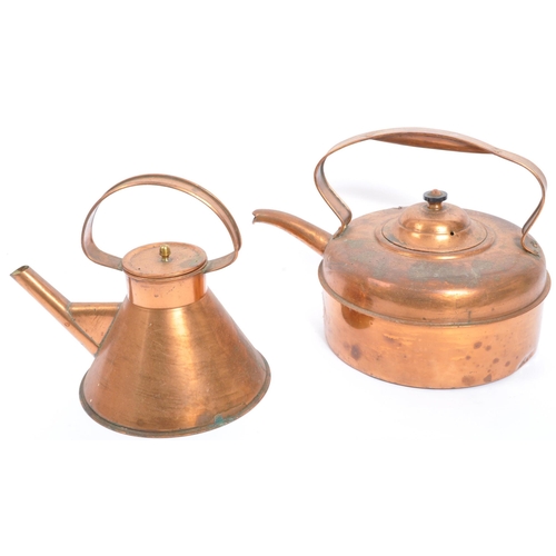 286 - A collection of 19th Victorian and 20th century copper wares. To include a copper and brass twin han... 