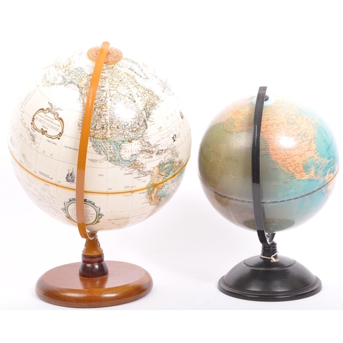 306 - Two vintage 20th century desk top globes to include one example with wooden base and frame and anoth... 