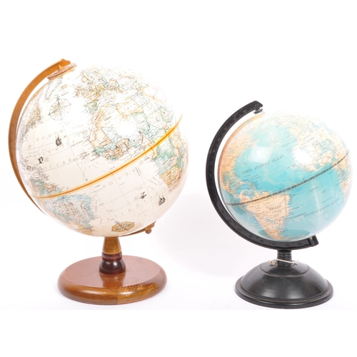 306 - Two vintage 20th century desk top globes to include one example with wooden base and frame and anoth... 