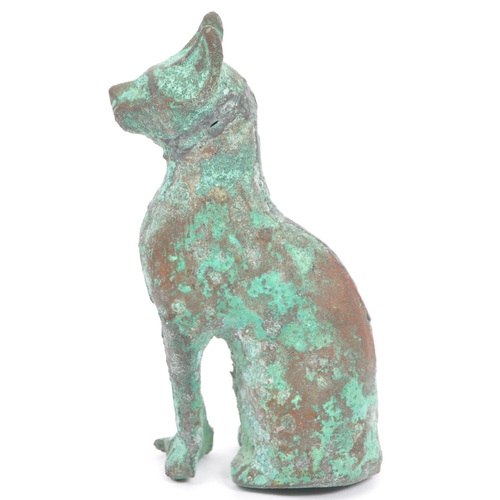 313 - Archeology & Egyptology Interest - A bronze figure of an Egyptian cat. Lost wax casting - split to m... 