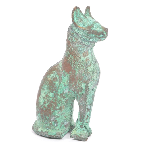 313 - Archeology & Egyptology Interest - A bronze figure of an Egyptian cat. Lost wax casting - split to m... 