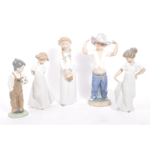 33 - Nao for Lladro - A collection of six vintage 20th century Spanish porcelain to include How Pretty!, ... 