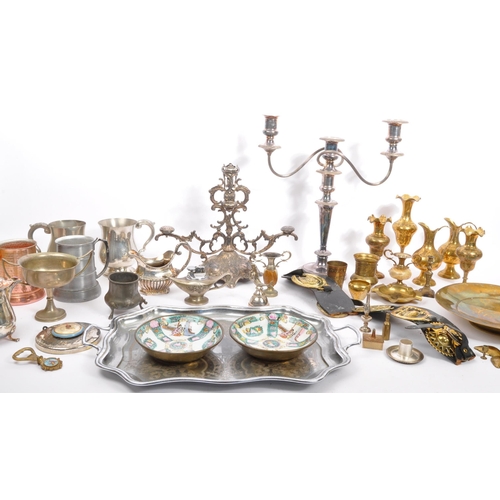 343 - A large collection of vintage 20th century brass & silver plated items. The lot to include a intrica... 