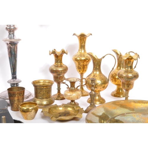 343 - A large collection of vintage 20th century brass & silver plated items. The lot to include a intrica... 