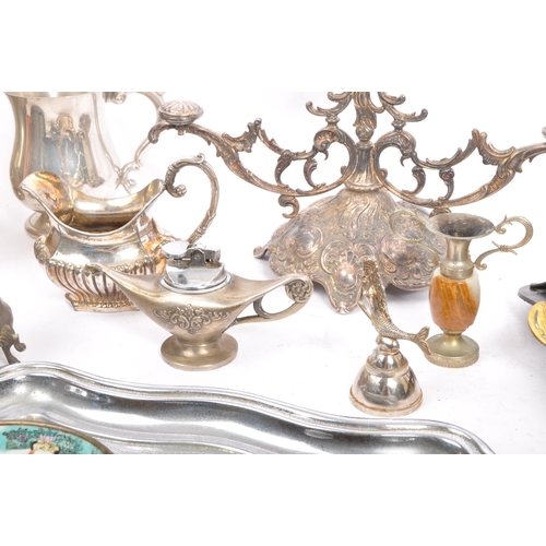 343 - A large collection of vintage 20th century brass & silver plated items. The lot to include a intrica... 