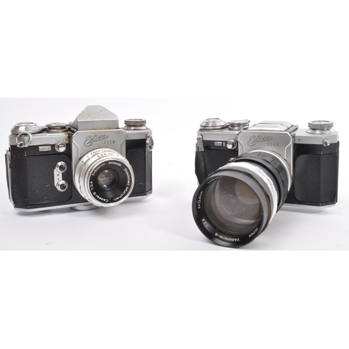 360 - Two retro vintage Wirgin Edixa Flex 35mm SLR cameras. One with a 50mm 1:2.8 Cassarit lens, other wit... 