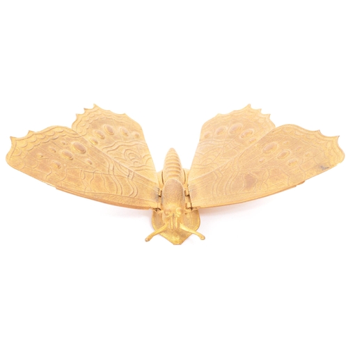 372 - A 19th century Victorian circa. 1870's Avery style brass needle case etui in the form of a butterfly... 