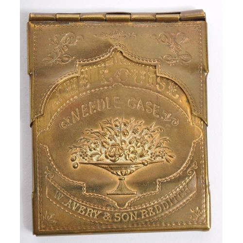 381 - W. Avery & Sons - The Louise - A 19th century Victorian circa. 1870's brass flat needle case. The ca... 