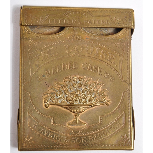 381 - W. Avery & Sons - The Louise - A 19th century Victorian circa. 1870's brass flat needle case. The ca... 