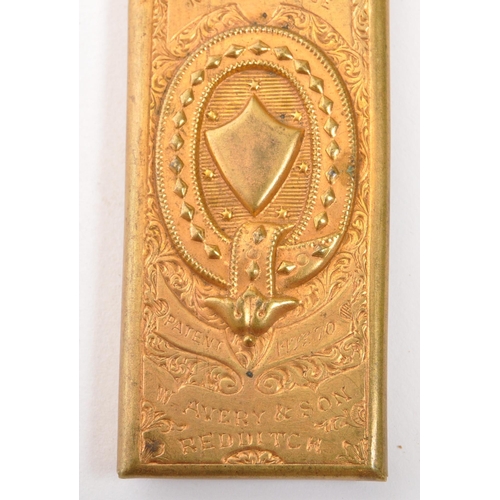 390 - W. Avery & Co - The Florence - A 19th century Victorian circa. 1870 brass flat needle case entitled ... 