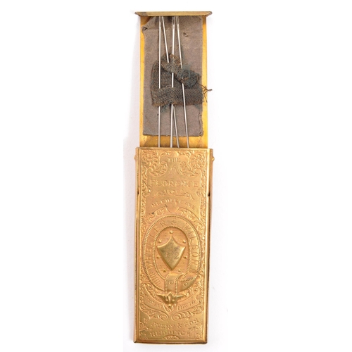 390 - W. Avery & Co - The Florence - A 19th century Victorian circa. 1870 brass flat needle case entitled ... 