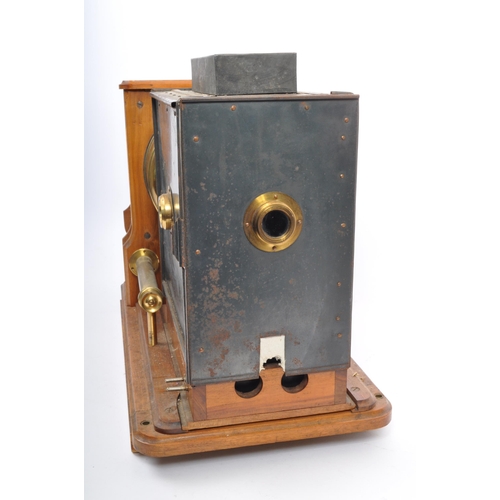 394 - An early 20th century box lantern projector in the manner of Carl Bittman Basel having brass fixture... 