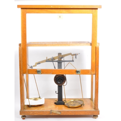 396 - A set of vintage 20th century balance scales by Gallenkamp and Co, London, contained in glazed mahog... 