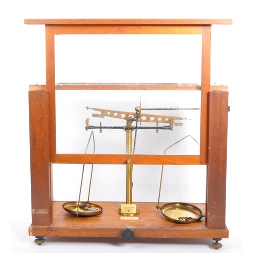 396 - A set of vintage 20th century balance scales by Gallenkamp and Co, London, contained in glazed mahog... 