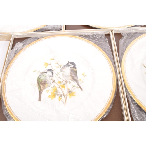 53 - A large set of nine late century Boehm of Malvern, 'European Bird' Plates. To include, Tree Sparrows... 