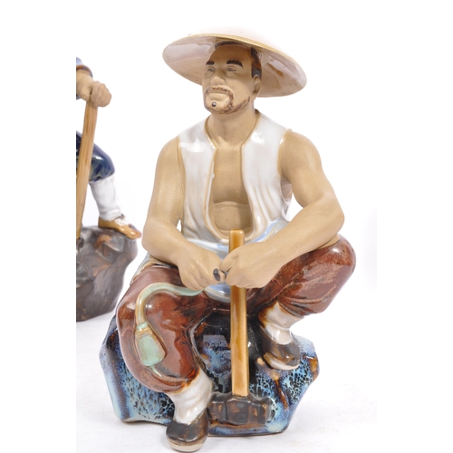 63 - A collection vintage 20th century pottery ceramic Shiwan / Wanjiang Chinese mud men. Comprising of, ... 