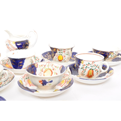 65 - Classic late 19th century Victorian, hand painted tea set / service by Gaudy Welsh. Consisting of a ... 