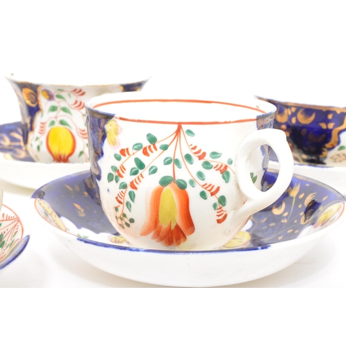 65 - Classic late 19th century Victorian, hand painted tea set / service by Gaudy Welsh. Consisting of a ... 