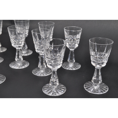 95 - A collection of twelve 12 Irish vintage 20th century Waterford Crystal sherry drinking glasses. Lead... 