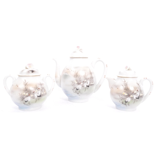 99 - A vintage 20th Century Japanese china ceramic tea service set. Comprising of six tea cups, saucer/di... 