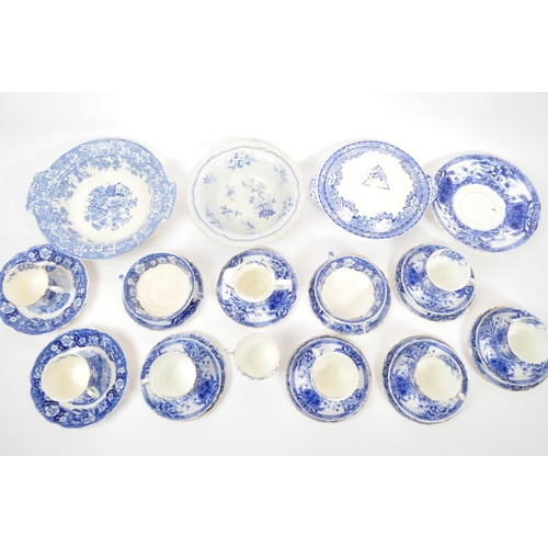 70 - A large collection of 19th century Victorian blue and white china tableware to include teacups, sauc... 