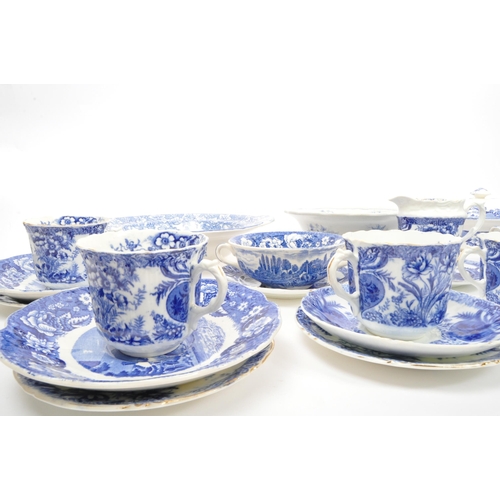 70 - A large collection of 19th century Victorian blue and white china tableware to include teacups, sauc... 