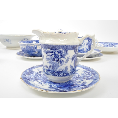 70 - A large collection of 19th century Victorian blue and white china tableware to include teacups, sauc... 