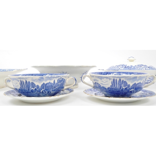 70 - A large collection of 19th century Victorian blue and white china tableware to include teacups, sauc... 