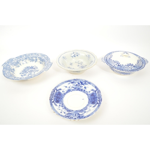 70 - A large collection of 19th century Victorian blue and white china tableware to include teacups, sauc... 