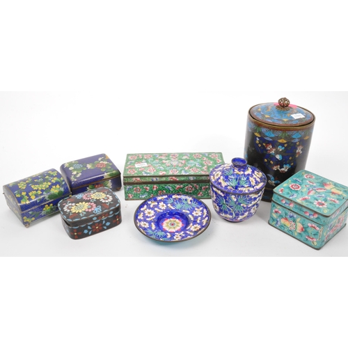 235a - A collection of early 20th century and later Chinese cloisonne enamelled wares to include lidded pot... 