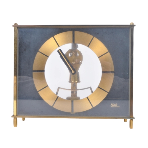 290 - Kundo - A retro vintage mid 20th century gilt metal and glass desk clock / mantel clock. Central dia... 