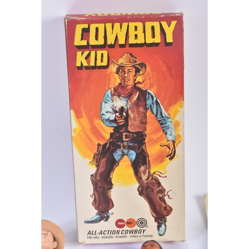 522 - Cowboys & Indians - a vintage Louis Marx made Cowboy Kid (boxed) and Cherokee Indian action figures ... 