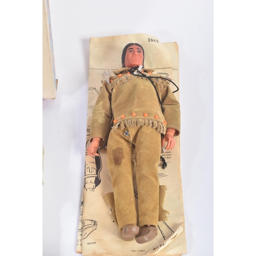 522 - Cowboys & Indians - a vintage Louis Marx made Cowboy Kid (boxed) and Cherokee Indian action figures ... 