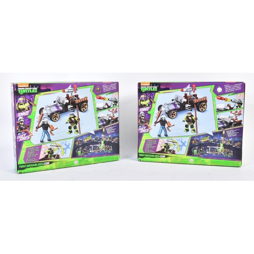 529 - Two Lego style ' Mega Bloks ' building block playsets Donnie Turtle Racer with Casey Jones and Donni... 