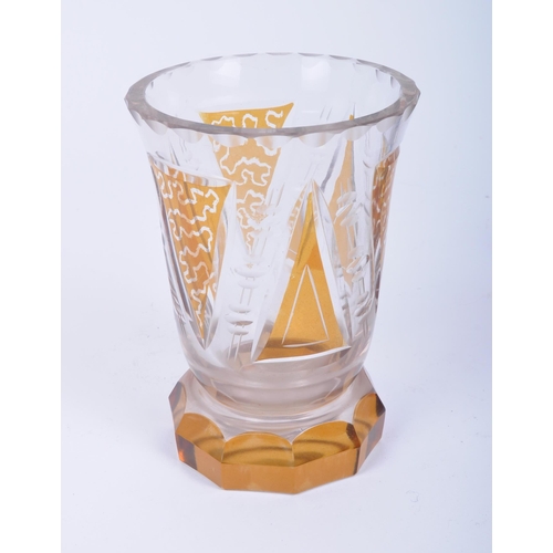 12 - Three 20th Century Czech glass goblets in the manner of Moser. Comprises an example decorated with c... 