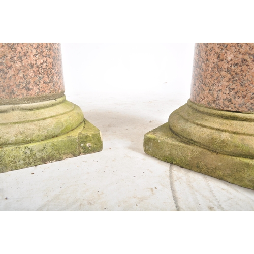 A pair of believed early 20th century large pink granite marble column ...