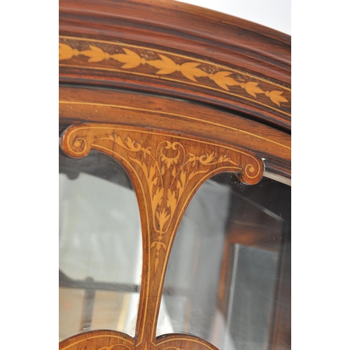 4 - A 19th century Victorian rosewood and marquetry display cabinet vitrine on stand. Raised on serpenti... 