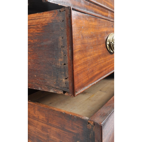 65 - A high Victorian early 20th century flame mahogany secretaire bookcase having an inlaid glazed top w... 