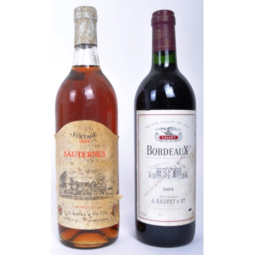 697 - 1966 Sauternes 75cl bottle of wine - shipped by CN Kopke & Co Ltd. Together with a 1995 Calvet Borde... 