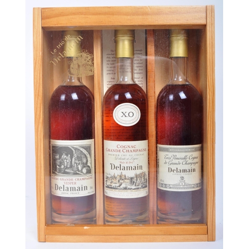 698 - Cased set trio of Delamain Grande Champagne Cognac. Three bottles - Cognac Grande Champagne ' Pale &... 