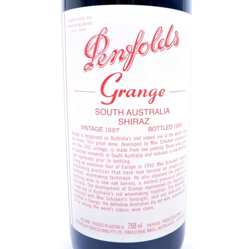 700 - A vintage 20th century 1997 Penfolds Grange South Australia Shiraz wine bottle. Vintage 1997, Bottle... 