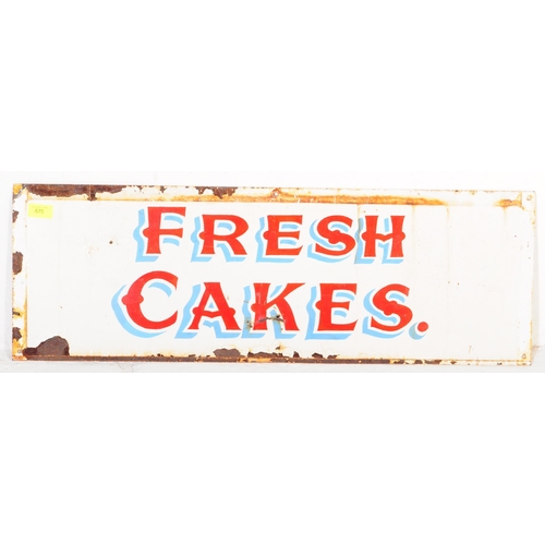 575 - Lyons Cakes - A vintage retro mid 20th century hand painted metal advertising sign to read 'Fresh Ca... 