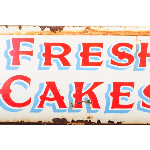 575 - Lyons Cakes - A vintage retro mid 20th century hand painted metal advertising sign to read 'Fresh Ca... 