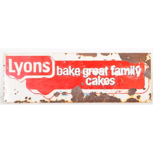 575 - Lyons Cakes - A vintage retro mid 20th century hand painted metal advertising sign to read 'Fresh Ca... 