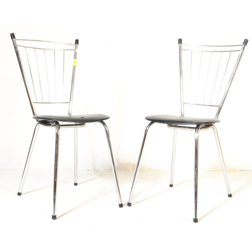 598 - A pair of vintage retro mid 20th Century 1960 French chrome metal dining chairs by Soudex. The chrom... 