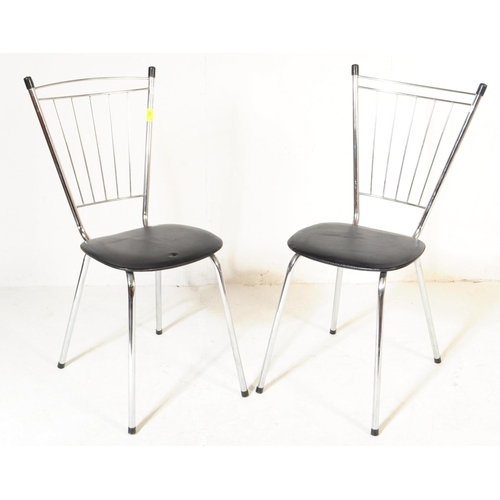 598 - A pair of vintage retro mid 20th Century 1960 French chrome metal dining chairs by Soudex. The chrom... 